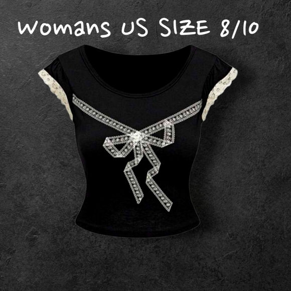 Elegant Black Lace Trim Top - Picture 1 of 7